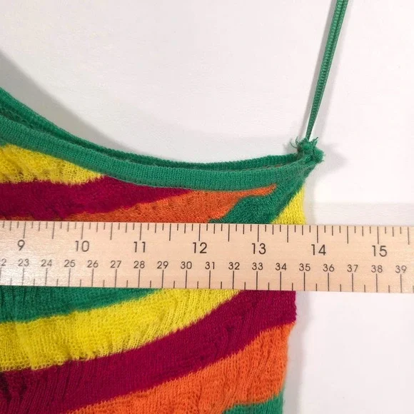 ZARA Women's Midi Dress SMALL Linen Blend Knit Striped 3859/101 Multicolor Asymm - Picture 5 of 10